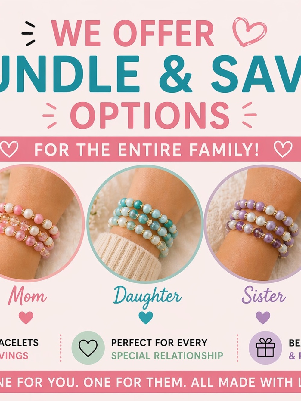 Handmade Mommy & Me Bracelet Set | Matching Family Bracelets